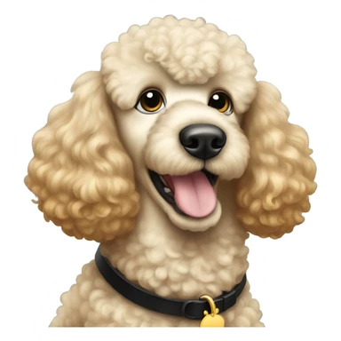 White/Golden giant poodle with black collar sticker