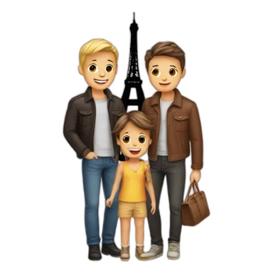 Gay couple with two kids Eiffel Tower  sticker