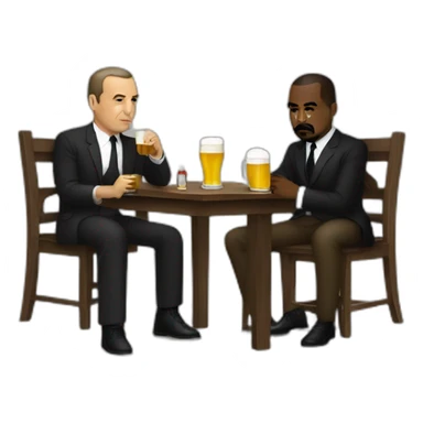 Atatürk and Kanye West are drinking beer while sitting on a table sticker
