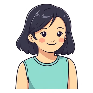 smiling girl with black hair sticker