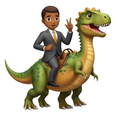 Black man in a suit riding a dinosaur sticker
