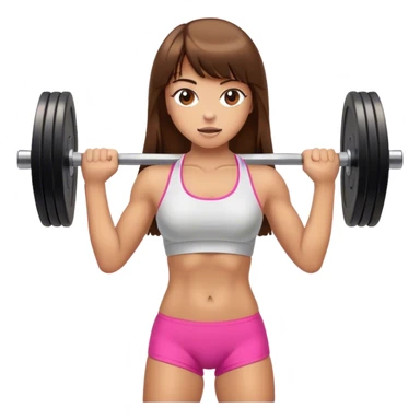 Tan girl with long brown hair and bangs lifting weights sticker