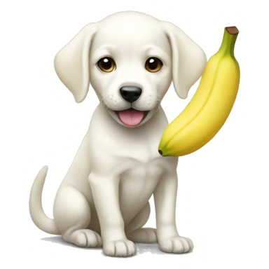 A white puppy wearing banana clothes. sticker