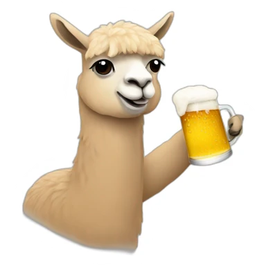 An alpaca drinking beer  sticker