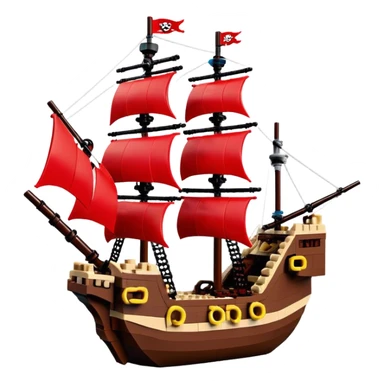 Pirate Ship (Toy) - Lego Pirate Ship (Model Year: 2021) (Iconic colour: Brown with red sails) sticker