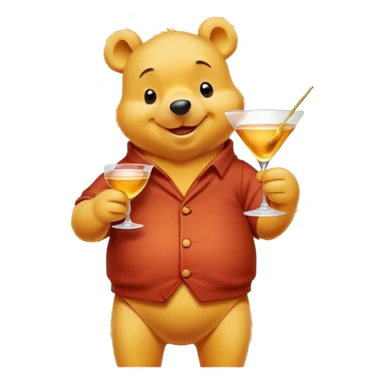 Winnie-the-Pooh with a martini  sticker