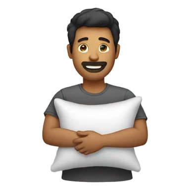 man holding a pillow sticker