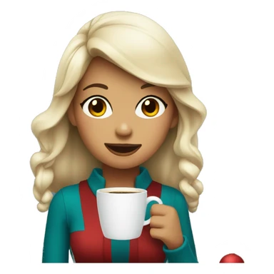 Christmas girl drinking coffee sticker