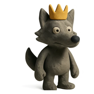 claymation style wolf with a crown sticker