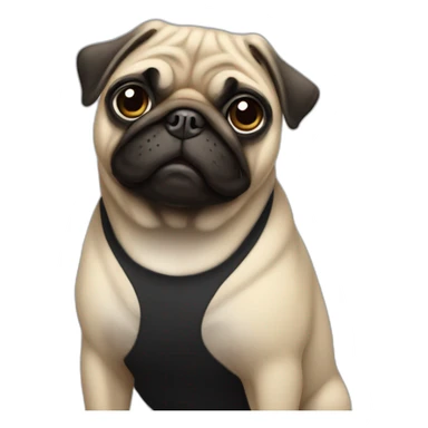 pug wearing a black t-shirt sticker