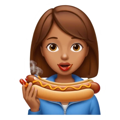 girl with brown hair with hotdog smoking out of her mouth sticker
