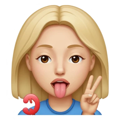 Eyes shut, tongue out , peace sign ￼ sticker