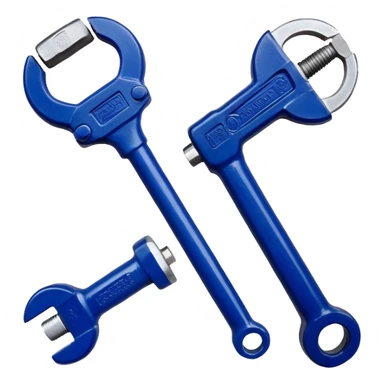 "Create a set of mechanical emojis including a wrench, screw, gear, boiler, valve, power plant, drill, hammer, condenser, evaporator, open/closed heat water , etc., designed in navy blue with white borders."   sticker