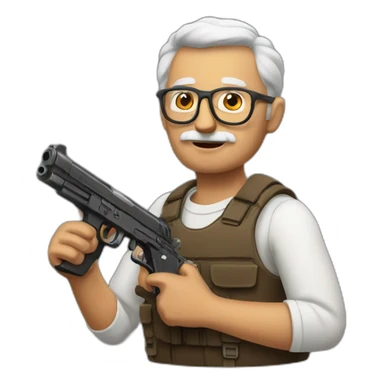 Grandfather with a gun sticker