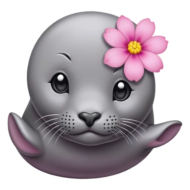 Seal with the pink flower on the head sticker