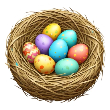 Easter nest with colorful eggs sticker