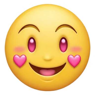 Circular yellow smiling face with pink hearts as eyes sticker