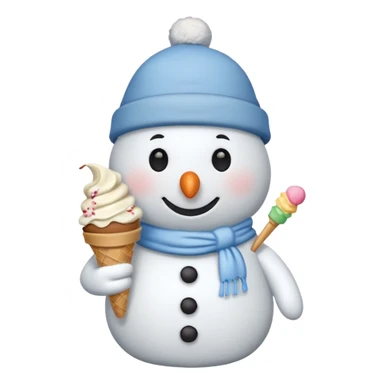snowman wearing cap with ice cream  sticker