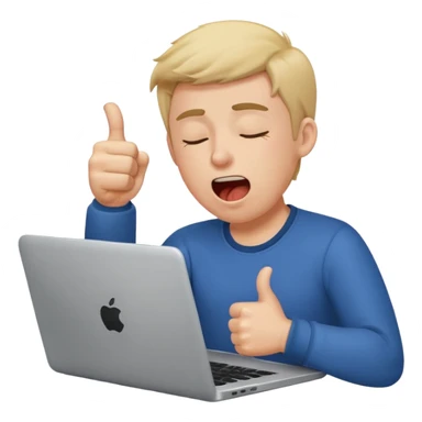 Create a 5 Emojis of my day and write a sentence about it... I am A Man...and i am techie and being tired and sleepy with a Laptop in front... sticker