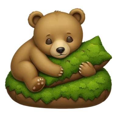 bear cub hugging moss pillow asleep sticker