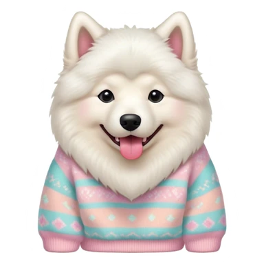 cute 
Samoyed tongue hanging out sitting 
 in a cute pastel sweater sticker