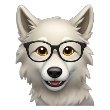 grinning bespectacled wolf sticker