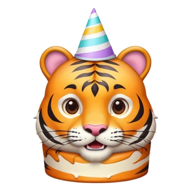 tiger face with birthday party hat and cake for Twitch emote sticker