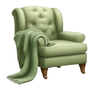 Beige Armchair - Sage green blanket - book sticker