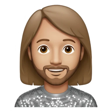 Maurice Gibb from Bee Gees with light grey sequin outfit, long brown hair sticker