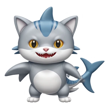 cat wearing shark costume sticker