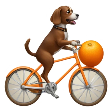 Dog riding a orange bike sticker