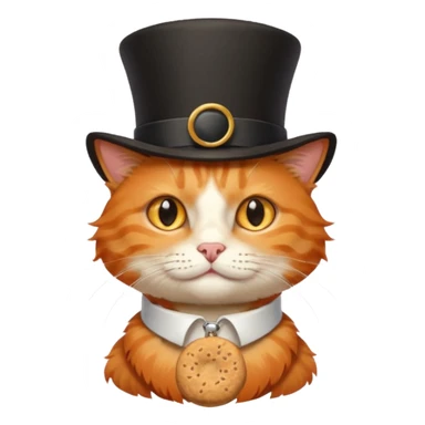 Orange cat wearing a top hat and collar that says snickerdoodle  sticker