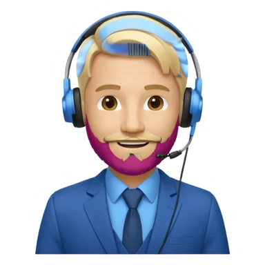 a sales agent with headphones and beard blonde hair smile sticker