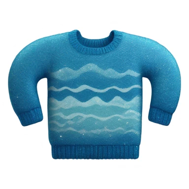 Knit blue sweater with wave glittery design sticker