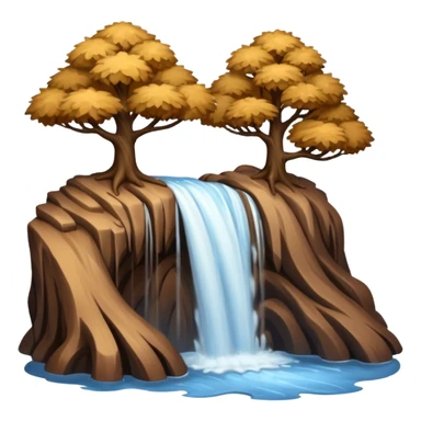 brown trees waterfall sticker