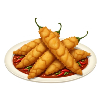 indonesian fried food with chili on the side of the plate sticker