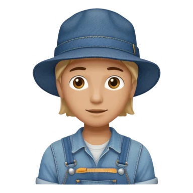 worker 1950 flat hat and overalls sticker