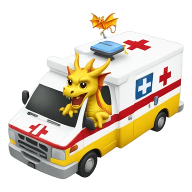 Yellow dragon driving an ambulance inside ambulance as an Emt sticker