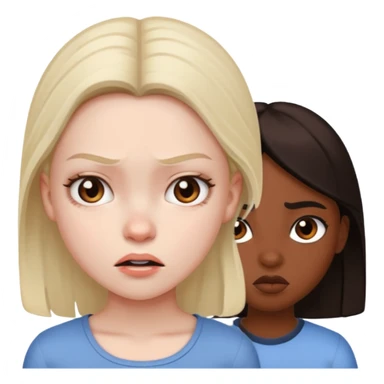 Envy - feeling of discontent at another's advantages or possessions - young plain girl looking angrily at a very pretty black girl  sticker