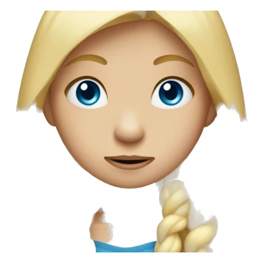 shy girl with hands in mouth, long blonde hair, blue eyes  sticker