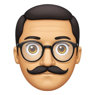 Olive colored man with thick glasses and black mustache  sticker