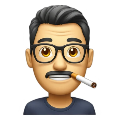HongKong guy glasses worry face smoking sticker