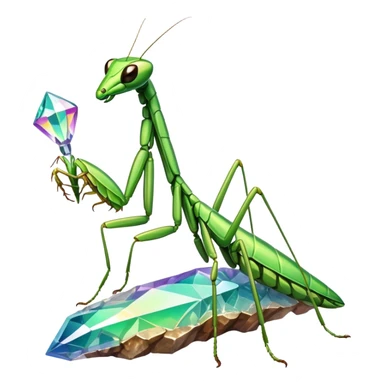 Base Animals: Praying Mantis + Geode
Types: Bug/Rock
Concept: A mantis with limbs and body segments made of colorful crystal formations that refract light into dazzling displays. Its scythe arms are razor-sharp crystal edges. sticker