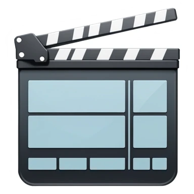 extremely minimal film slate, absolute bare minimum lines, just enough to recognize as clapperboard, pure outline sticker