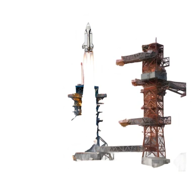 A rocket taking off from a launch pad sticker