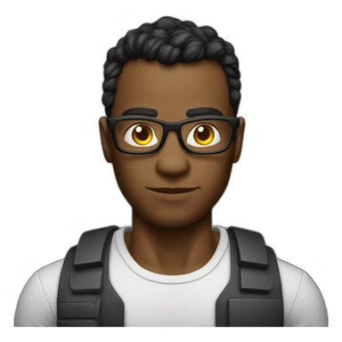 Dark featured realistic muscular nerd on computer coding  sticker