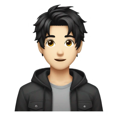 A anime teenager cute boy, black hair style  sticker