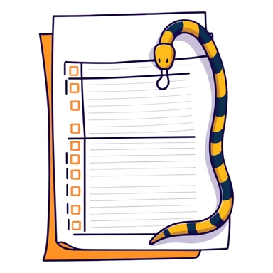 long curling to-do list paper looping up and down like a snake with tiny checkboxes fading into distance sticker