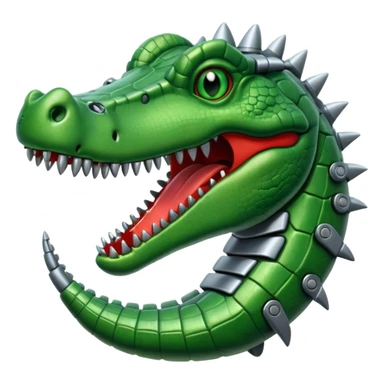 crocodile with a robot hand hanging out of mouth sticker