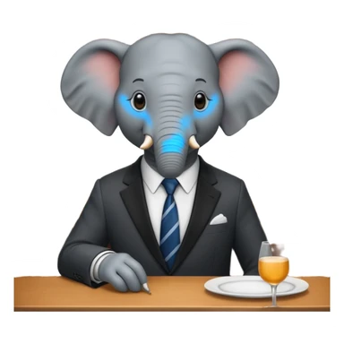 elephant at a restaurant table sticker